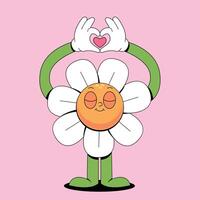 A cartoon character holding a heart with two hands vector