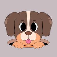 A cartoon dog with its tongue out and its eyes open vector