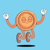 A cartoon character of a coin jumping up and down vector