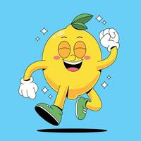 A cartoon lemon character running with his arms outstretched vector