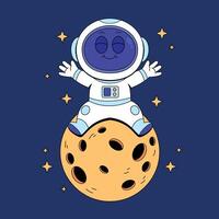 An astronaut sitting on top of a cookie vector