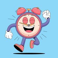 Cartoon clock running with arms outstretched vector