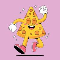 A cartoon slice of cheese running and smiling vector