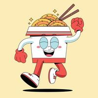 A cartoon character running with chopsticks vector