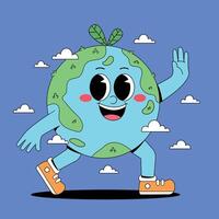 Earth running with a smile vector