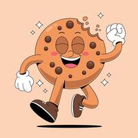 A cartoon cookie character running with a smile vector