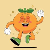 An orange character running with a smile on its face vector