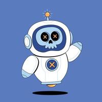 A cartoon robot with a skull on its head vector