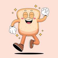A cartoon character of toast running with arms outstretched vector