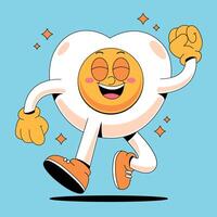An egg character running with a smile on his face vector