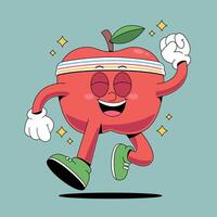 An apple character running with a bandana on vector