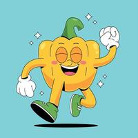 A cartoon pepper running with its eyes closed vector