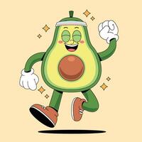 An avocado character running with a smile on his face vector