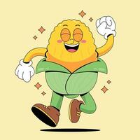 A cartoon character of a corn running vector
