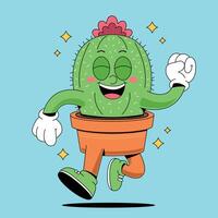 Cactus running with a smile on his face vector