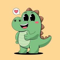 Cute dinosaur with heart and speech bubble vector