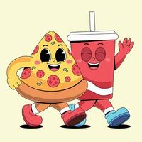 Two pizza slices and a soda drink vector