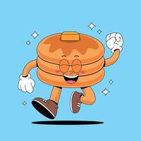 A cartoon character running with pancakes vector