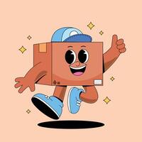 Cartoon character running with a box vector