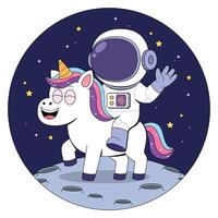 An astronaut riding on a unicorn in space vector