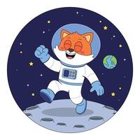 An astronaut cat in space with the earth in the background vector