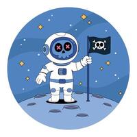 An astronaut holding a flag on the moon vector