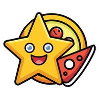 a pizza star with a slice of pizza and a smile vector