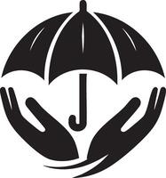 An umbrella with hands holding it up vector