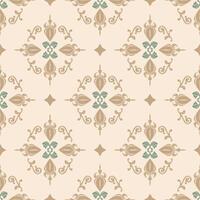 Elaborate Repeat Detailed of Baroque Sentimental Vibe Cross Florals Abstract Ornament Shining Geometric Element Luxury Royal Design with Gold Green Jade on Beige Background Seamless Pattern Decoration vector