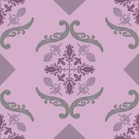 Renaissance Geometric Scroll Ornament Sensation Seamless Repeat Pattern with Pinkish Purple Grey Element Luxury Design Intricate Argyle Baroque Chess Combine for Floor Decoration Wallpaper Mosaic Tile vector