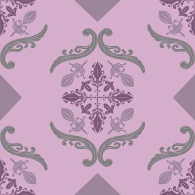 Renaissance Geometric Scroll Ornament Sensation Seamless Repeat Pattern with Pinkish Purple Grey Element Luxury Design Intricate Argyle Baroque Chess Combine for Floor Decoration Wallpaper Mosaic Tile