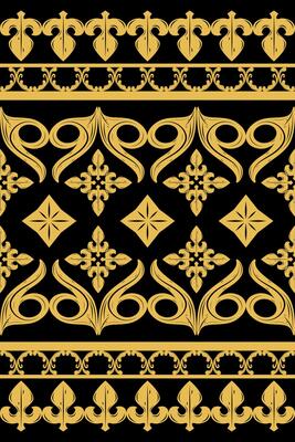 Magnificent Geometric Scroll Ornament Arab Style with Gold on Black Background. Delicate Luxury Pattern for Invitation Card Prints Fabric Textiles Ceramic Mosaic Tiles Embroidery Headscarf Lace Carpet