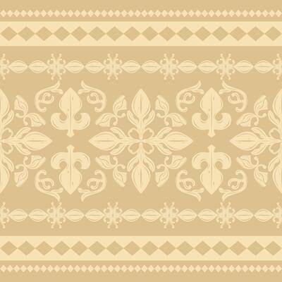 Flourish Fleur de lis Renaissance Ornament Decoration Border Pattern on Brown tone with Geometric and Scroll Hand Drawn Opulence Luxury Design like Silk Weaves Curtain Interior Ceramic Mosaic Lace Rug