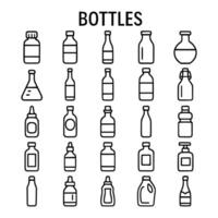Simple Outline Bottle Collection Icon Set Elements vector