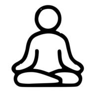 Outline Handdrawn Person in Meditation Pose Icon vector