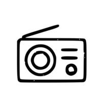 Outline Handdrawn Radio Receiver Icon Broadcast Design vector