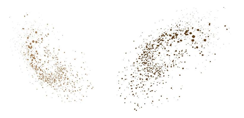 Editable cocoa or chocolate dust particles powder splash isolated background illustration