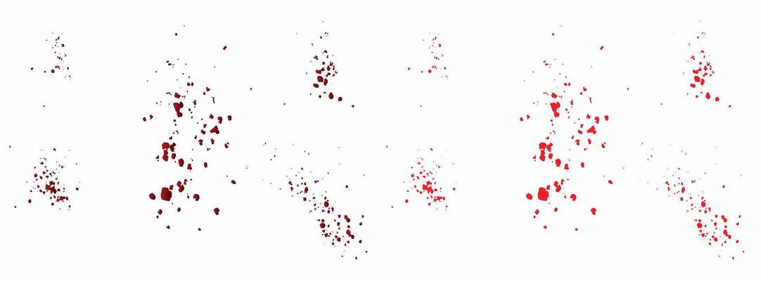 Set of bloodstain dripping gradient red blood splash background
