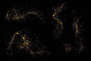 Grunge texture gold glitter background set vector