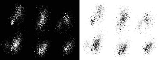 Dripping various set of black and white blood splash background vector