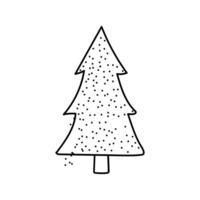 Dotted Outline Handdrawn Fir Tree Shape Icon vector