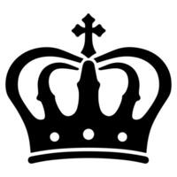 Royal Silhouette Crown with Decorative Ornament in Black and White Icon vector