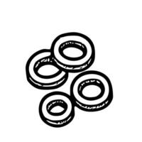 Hand Drawn Simple Round Ring Shape Elements Icon Set for Construction and Repair vector