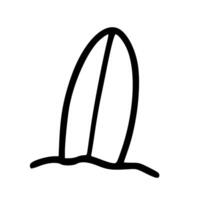 Simple Outline Surfboard Minimalist Graphic Single Object Line Art Illustration vector