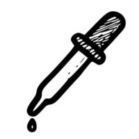 Simple Handdrawn Eye Dropper with Liquid Drop Isolated on White Background vector