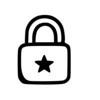 Minimalist Outline Star Lock Symbol Icon for Data Security and Privacy vector