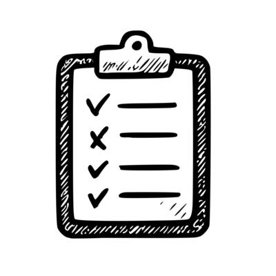 Handdrawn Sketchy Checklist Clipboard with Checkmarks and Lines Icon Illustration