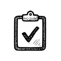 Hand Drawn Sketch Clipboard with Check Mark Symbol Isolated Illustration vector