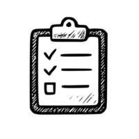 Hand Drawn Sketch Clipboard with Checklist Symbol Icon Illustration vector