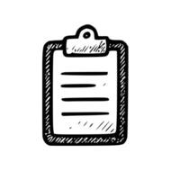Simple Line Art Handdrawn Clipboard with Paper Document Outline vector